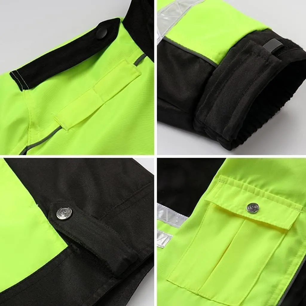 Reflective Gear, Cycling Reflective Suit Cloth Safety Jacket Fluorescent Warm Jacket with Zipper Outdoor Activity