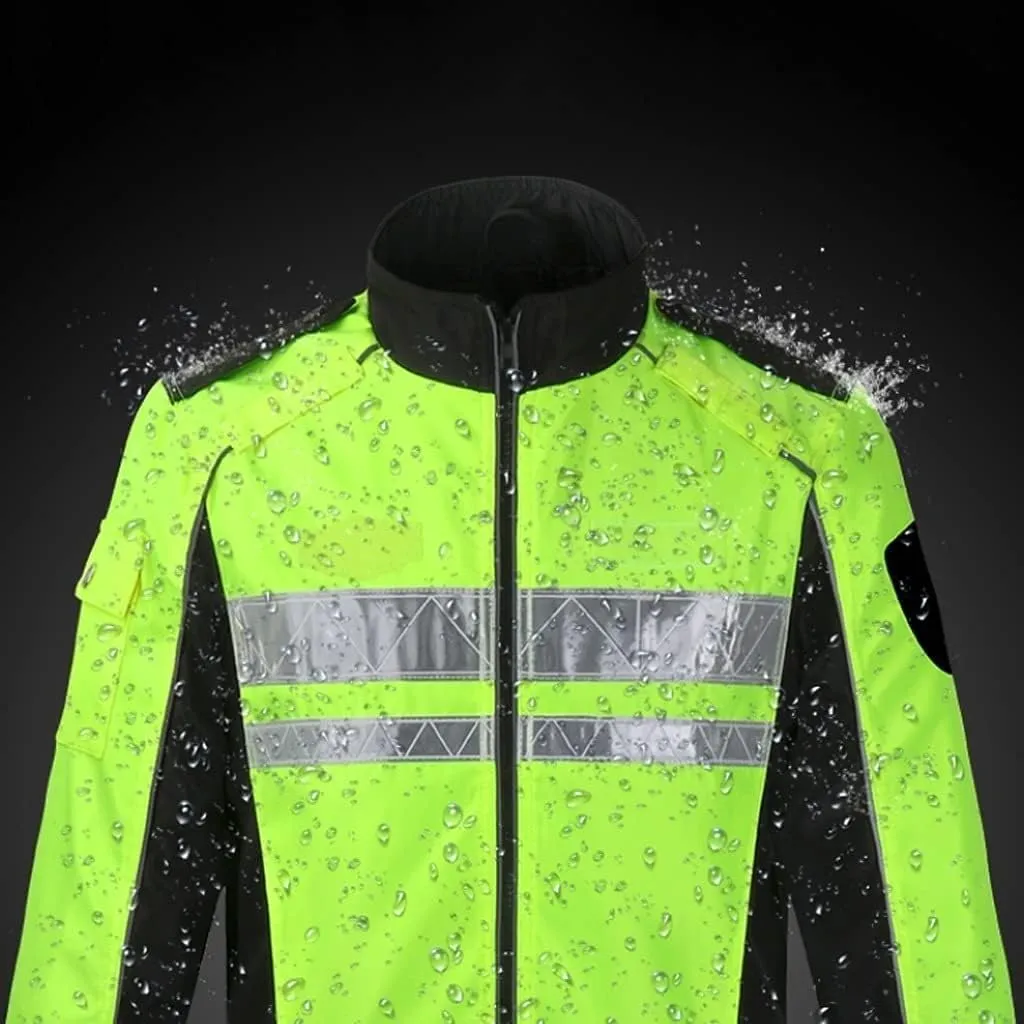 Reflective Gear, Cycling Reflective Suit Cloth Safety Jacket Fluorescent Warm Jacket with Zipper Outdoor Activity