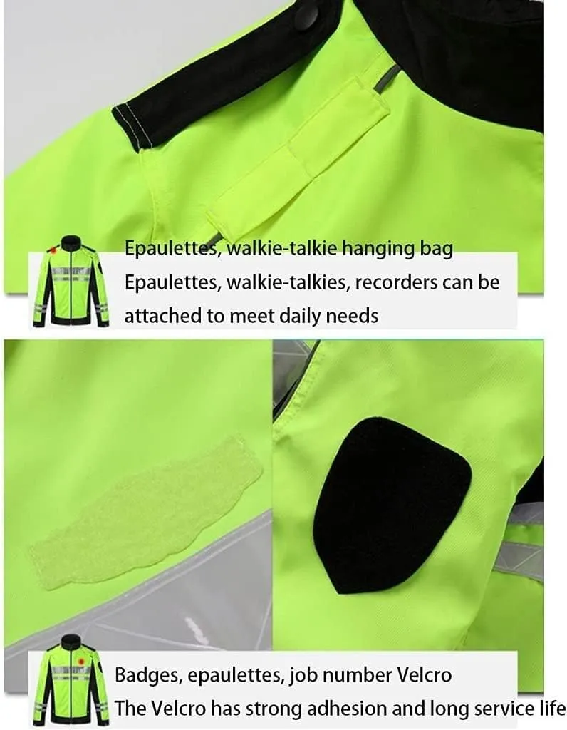 Reflective Gear, Cycling Reflective Suit Cloth Safety Jacket Fluorescent Warm Jacket with Zipper Outdoor Activity