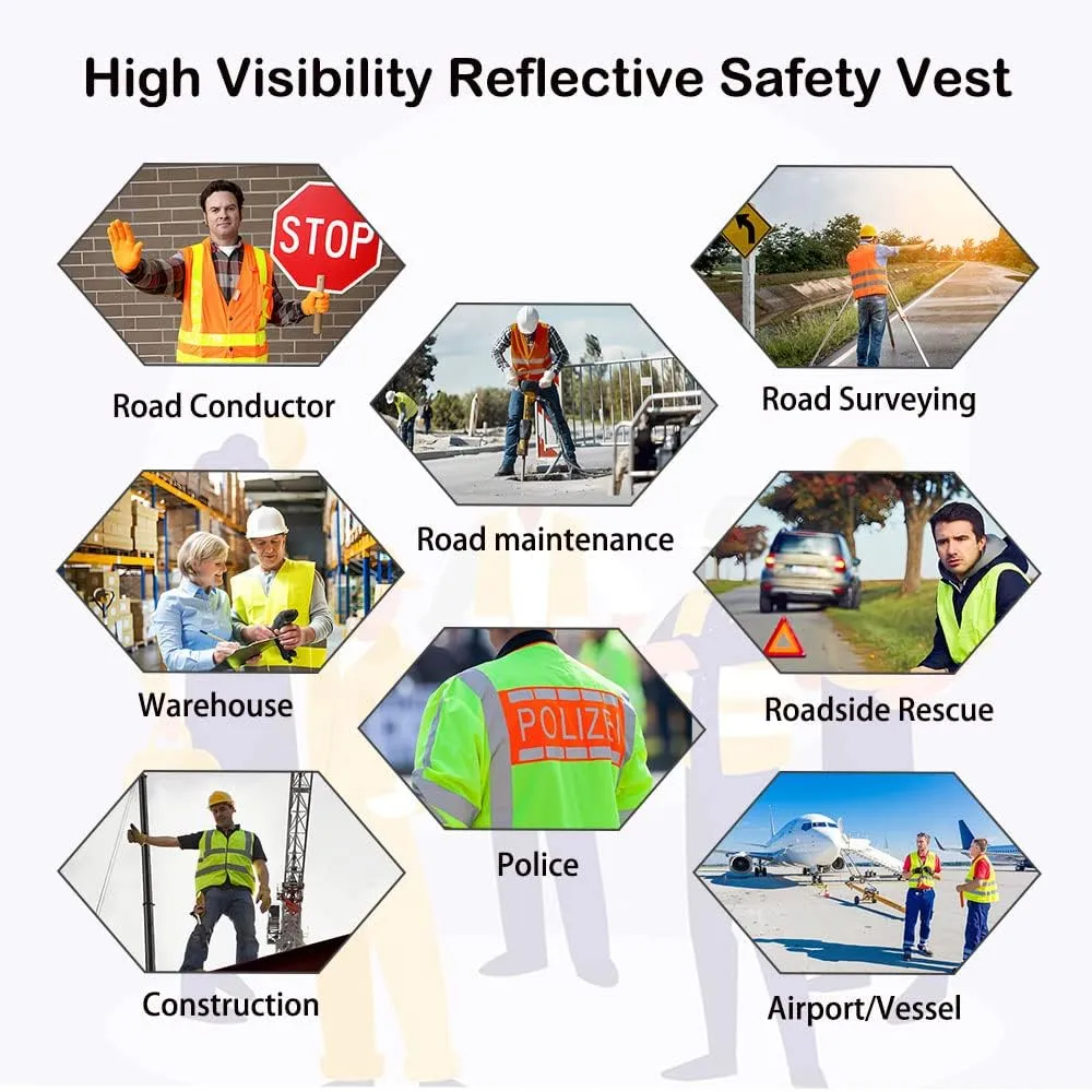 Reflective Mesh Safety Vests for Men Women with 10 Pockets and Zipper Front High Visibility Vest Reflective Safety Work Vest,Meets ANSI/ISEA Standards(EKG-Black-XL)