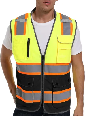 Reflective Safety Vest for Men and Women - High Visibility Construction Vest - Dual Tone Reflective Strips