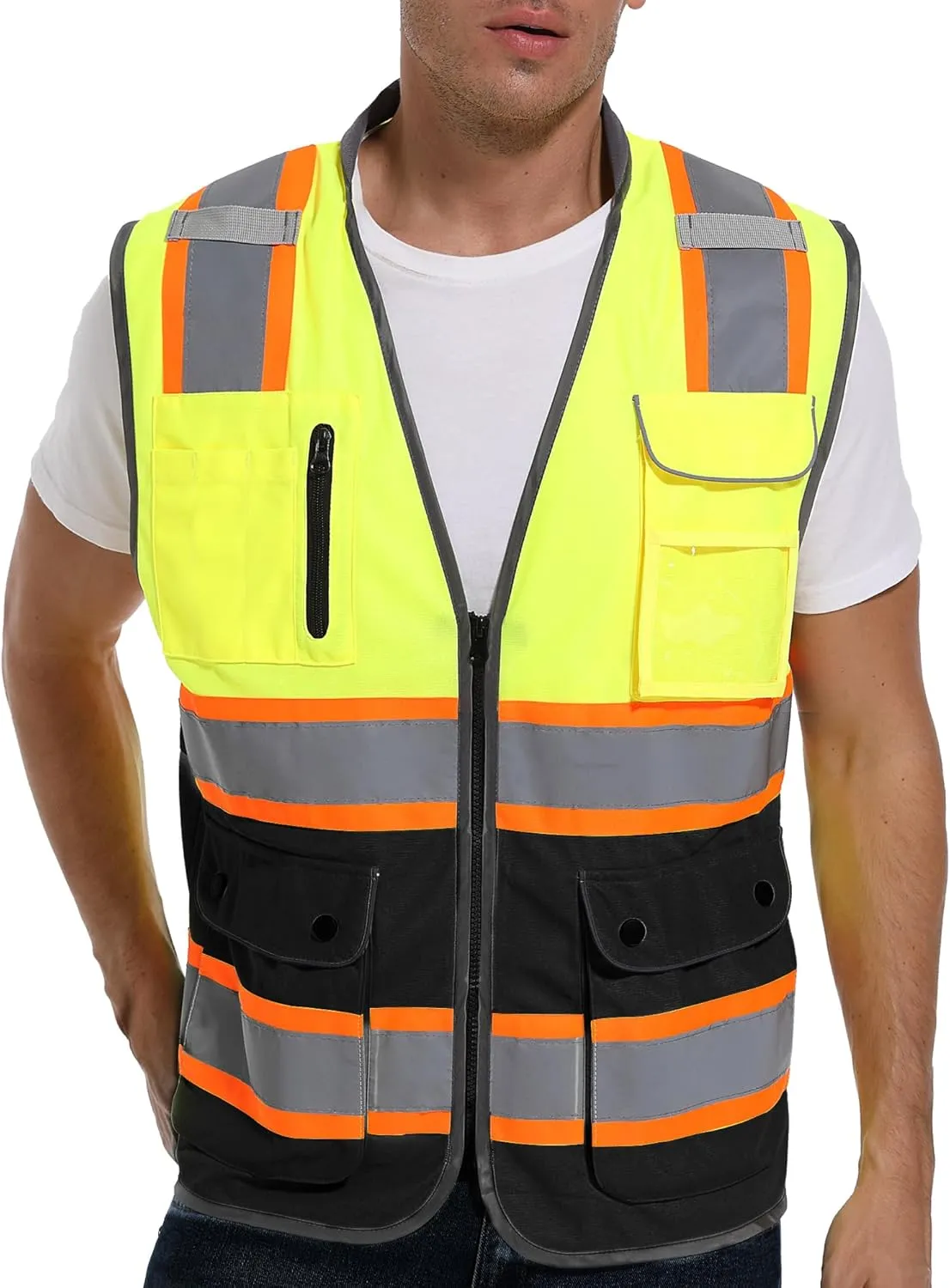Reflective Safety Vest for Men and Women - High Visibility Construction Vest - Dual Tone Reflective Strips