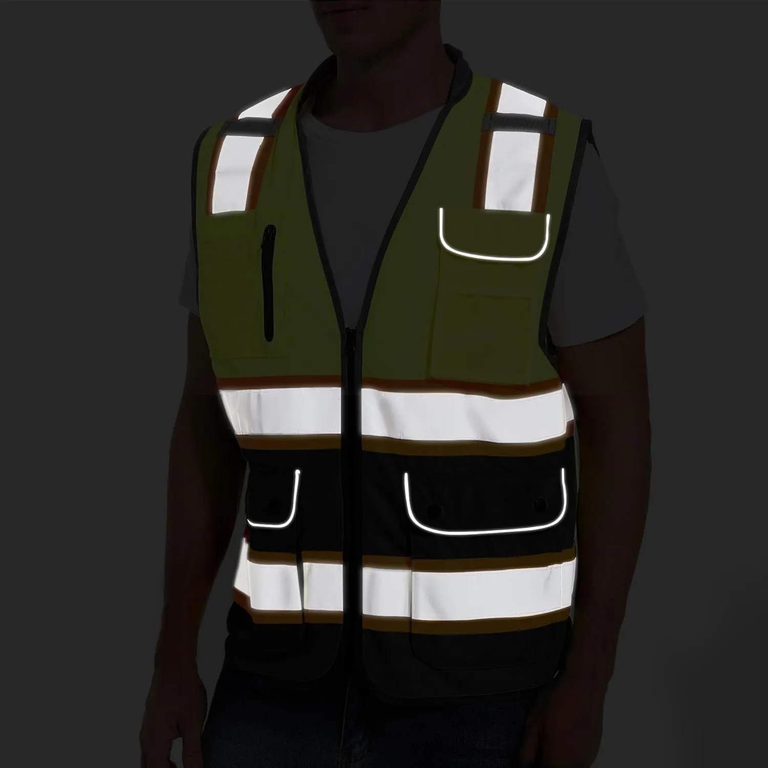 Reflective Safety Vest for Men and Women - High Visibility Construction Vest - Dual Tone Reflective Strips