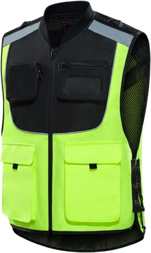 Reflective Safety Vest - High Visibility Security Vest | Adjustable Construction Work Vest | Running Vest With Multiple Pockets | Reflective Safety Clothing Vest | Motorcycle Riding Vest For Women Men