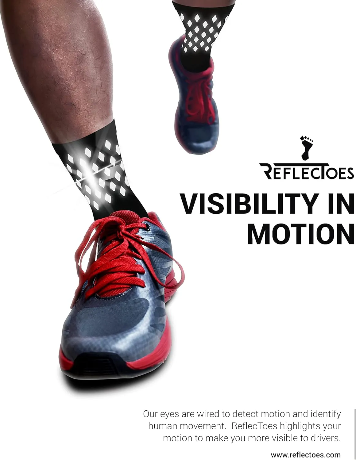 Reflective Socks - High Visibility Cycling and Running Socks for Night Runners, Bikers, and Outdoor Athletes
