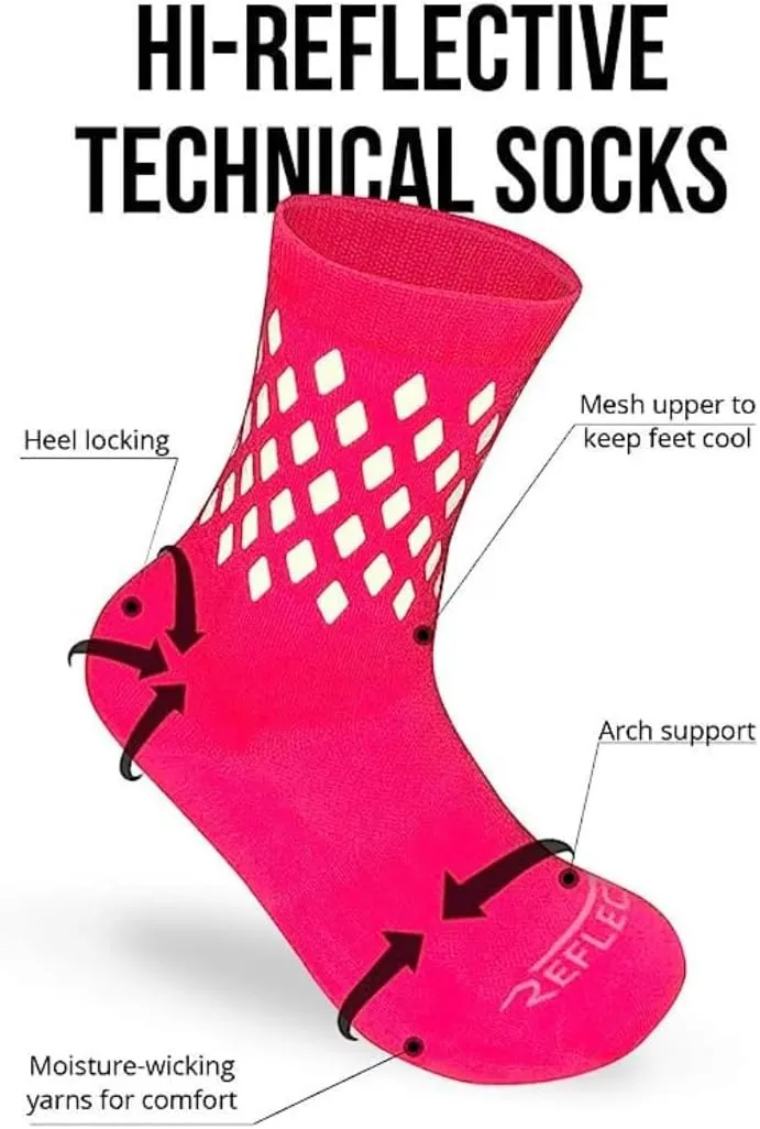 Reflective Socks - High Visibility Cycling and Running Socks for Night Runners, Bikers, and Outdoor Athletes