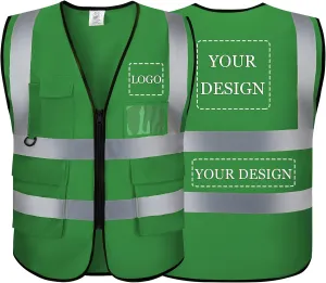 Reflective Vest Class 2 Safety Vests ANSI with Pockets Zipper High Visibility Construction Uniform