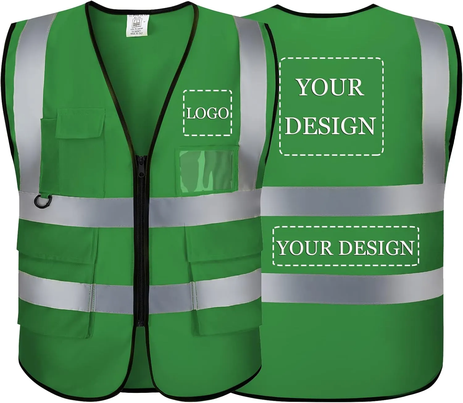Reflective Vest Class 2 Safety Vests ANSI with Pockets Zipper High Visibility Construction Uniform