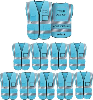 Reflective Vest Class 2 Safety Vests ANSI with Pockets Zipper High Visibility Construction Uniform