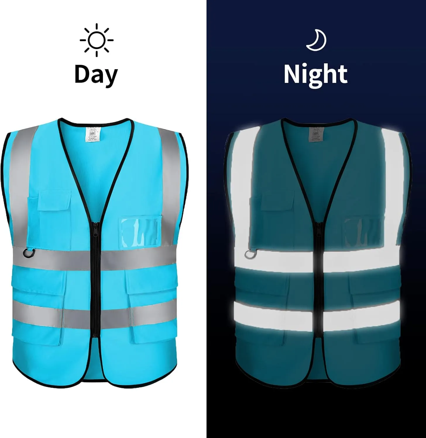 Reflective Vest Class 2 Safety Vests ANSI with Pockets Zipper High Visibility Construction Uniform