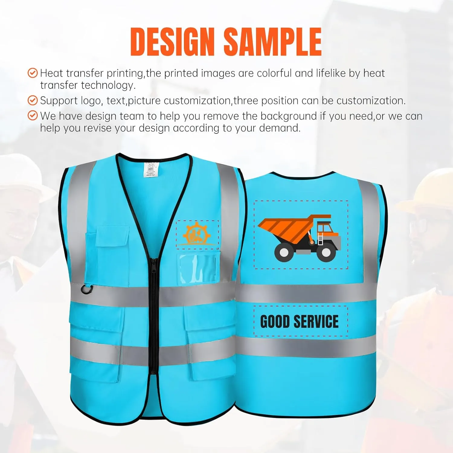Reflective Vest Class 2 Safety Vests ANSI with Pockets Zipper High Visibility Construction Uniform