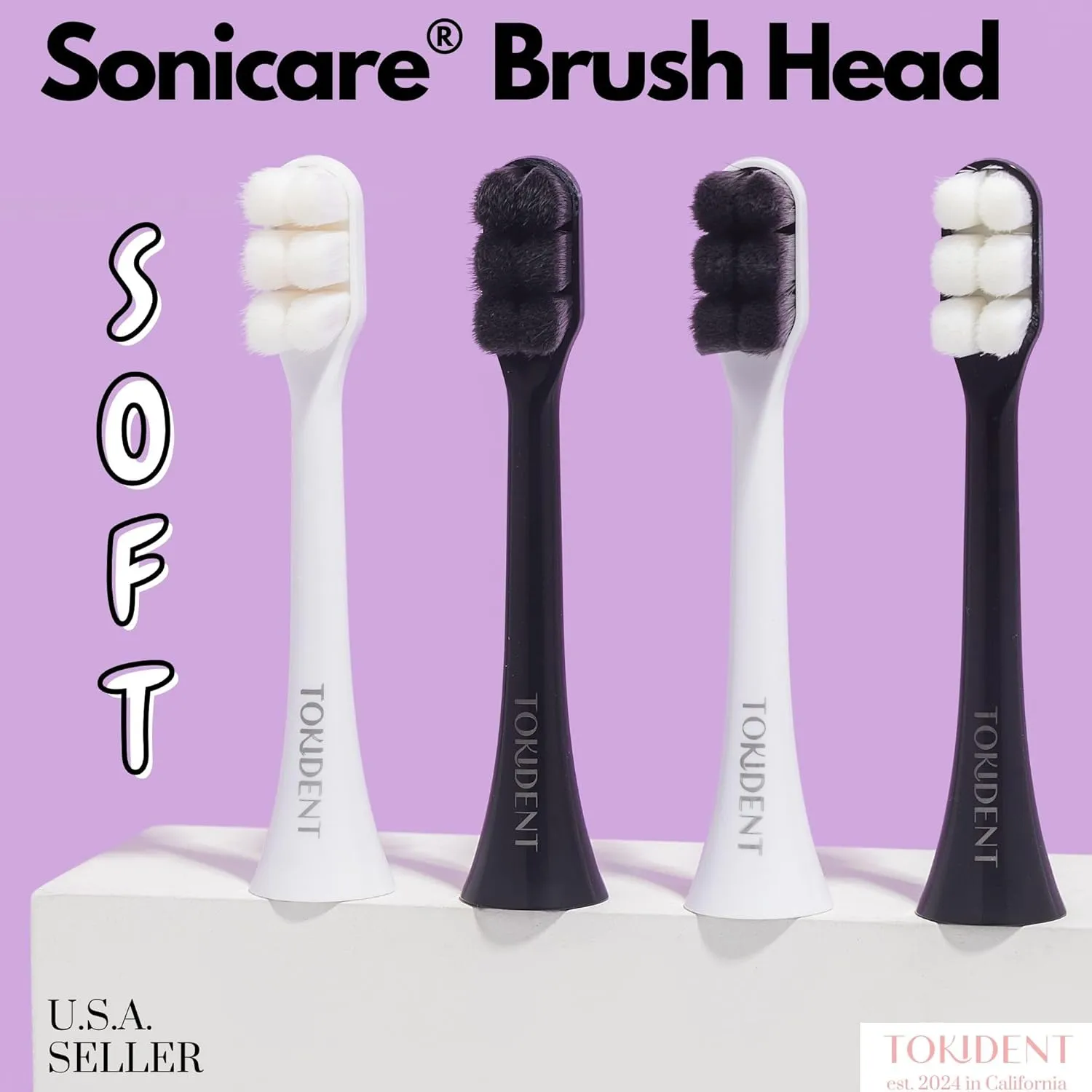 Replacement Brush Heads for Philips Sonicare Electric Brush - Ultra Soft Toothbrush Heads for Sensitive Teeth & Gums - Replacement Head with 10,000 Wave Cut Nano Bristles - 4 Pack - Pearly White