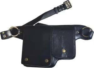 Resnan Leather Waist Pack Drop Leg Bag Unisex Belt Multi-Purpose Outdoor Sports Tactical Cycling Riding Hiking Camping Pouch (Black)