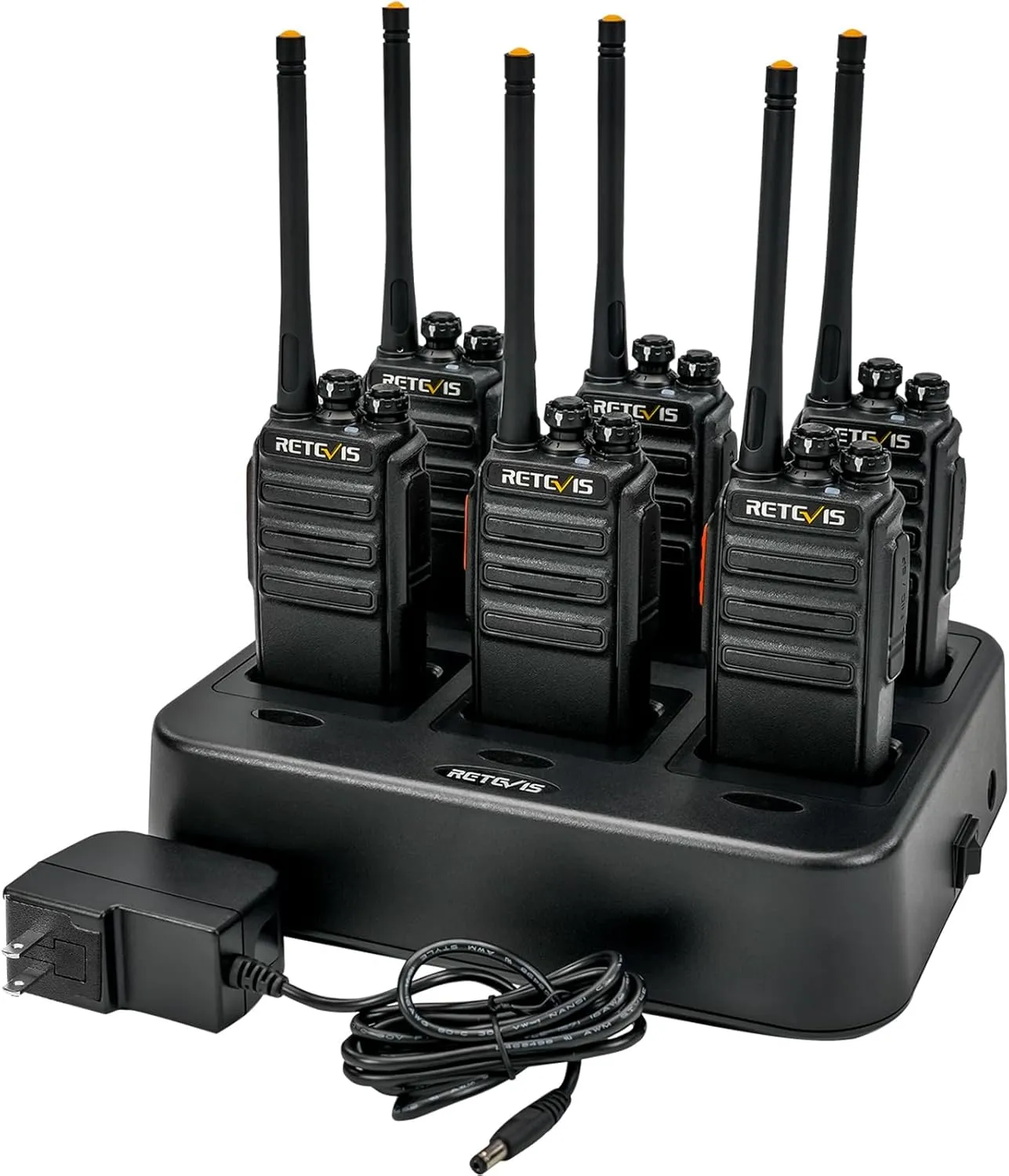 Retevis H-777S Walkie Talkies Long Range,Heavy Duty Portable FRS Two-Way Radios, Hands Free,Safe Call,Rugged Commercial 2 Way Radios with Gang Charger,for Warehouse, Churches,Jobsite(6 Pack)