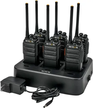 Retevis H-777S Walkie Talkies Long Range,Heavy Duty Portable FRS Two-Way Radios, Hands Free,Safe Call,Rugged Commercial 2 Way Radios with Gang Charger,for Warehouse, Churches,Jobsite(6 Pack)