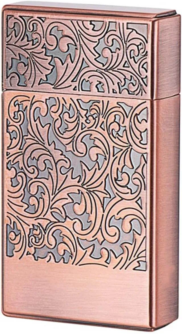Retro Windproof Torch Lighter, Jet Flame Refillable Metal Lighter for Men Women (Fuel Excluded)(Red Copper)