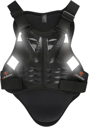 RIDBIKER Chest Protector Motorcycle, Dirt Bike Gear Body Armor Vest Spine Back Protector for Motocross Off-Road (Reflective at Night) (Black, XL)