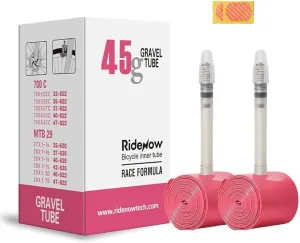 RideNow Ultralight TPU Bike Inner Tube 700 x 18c-47c 45/65/85mm (2 Tubes Pack with Free Tube Patches) (Gravel Tube Presta 32c-47c 45mm)