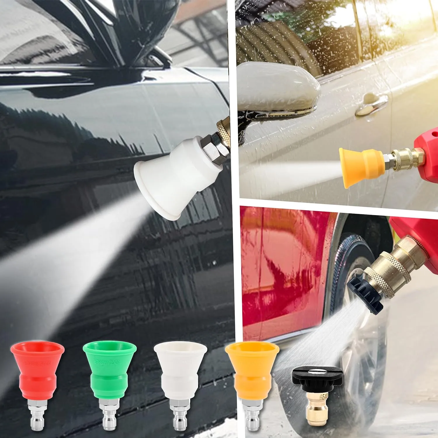 RIDGE WASHER Pressure Washer Nozzle Guard, Power Washer Nozzle Tips with Protector Holder, 5 Pressure Washing Tips with 1/4" Quick Connect, Orifice 3.0