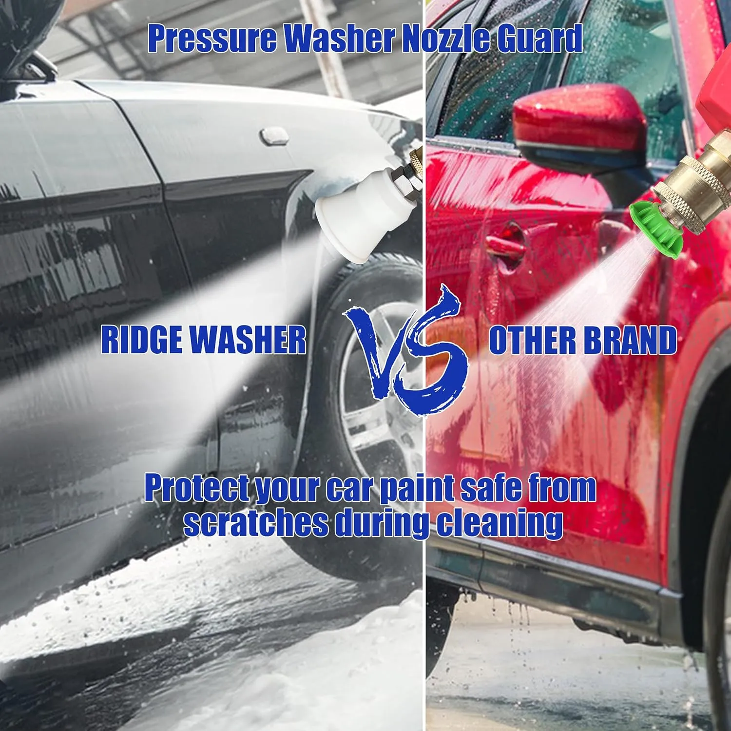 RIDGE WASHER Pressure Washer Nozzle Guard, Power Washer Nozzle Tips with Protector Holder, 5 Pressure Washing Tips with 1/4" Quick Connect, Orifice 3.0