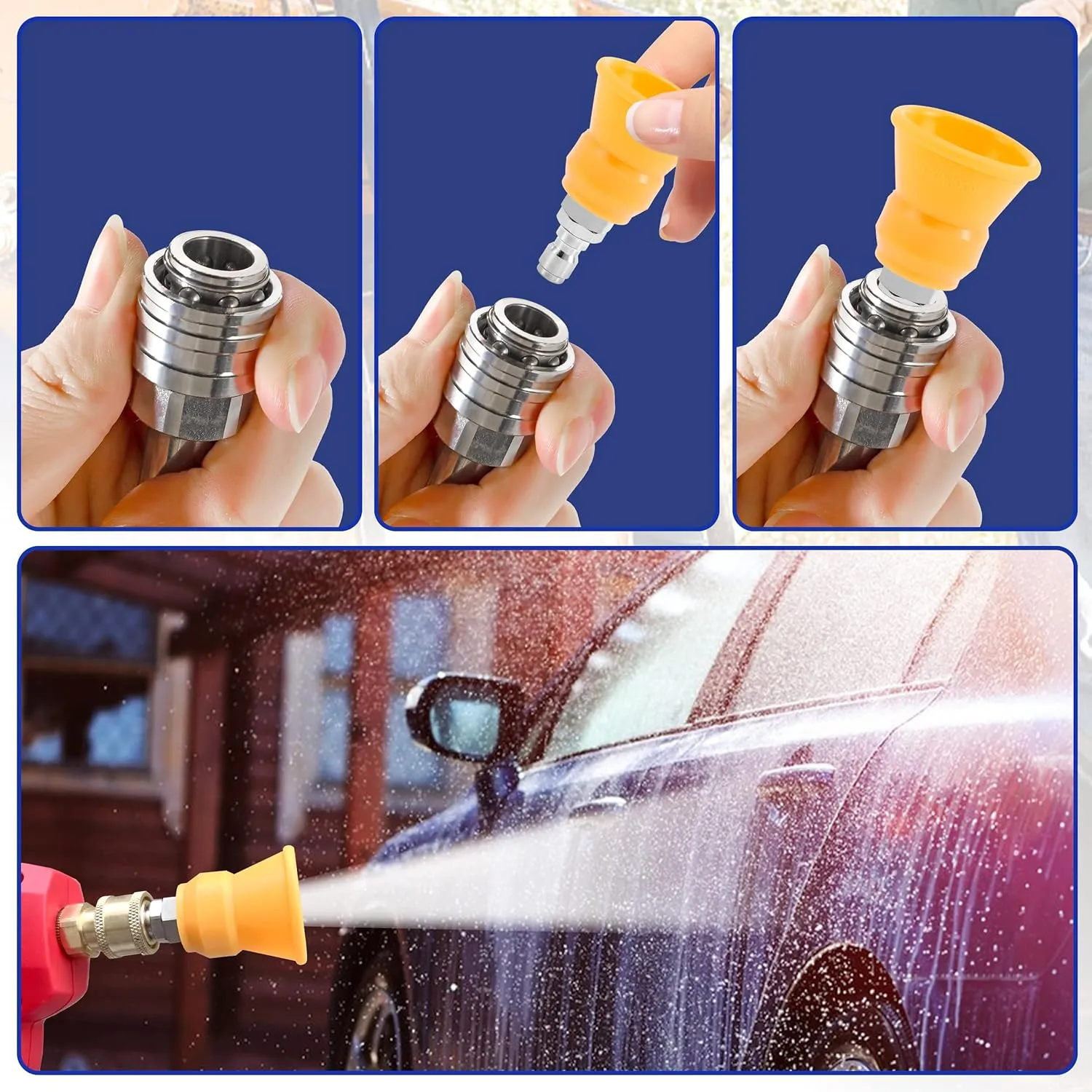 RIDGE WASHER Pressure Washer Nozzle Guard, Power Washer Nozzle Tips with Protector Holder, 5 Pressure Washing Tips with 1/4" Quick Connect, Orifice 3.0