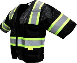 RK-Safety Class 3 Two Tones High Visibility Reflective Strips Breathable Ployester Mesh Vest W/Pockets | ANSI ISEA 107-2015 Certified (Set of 10(small), Black)