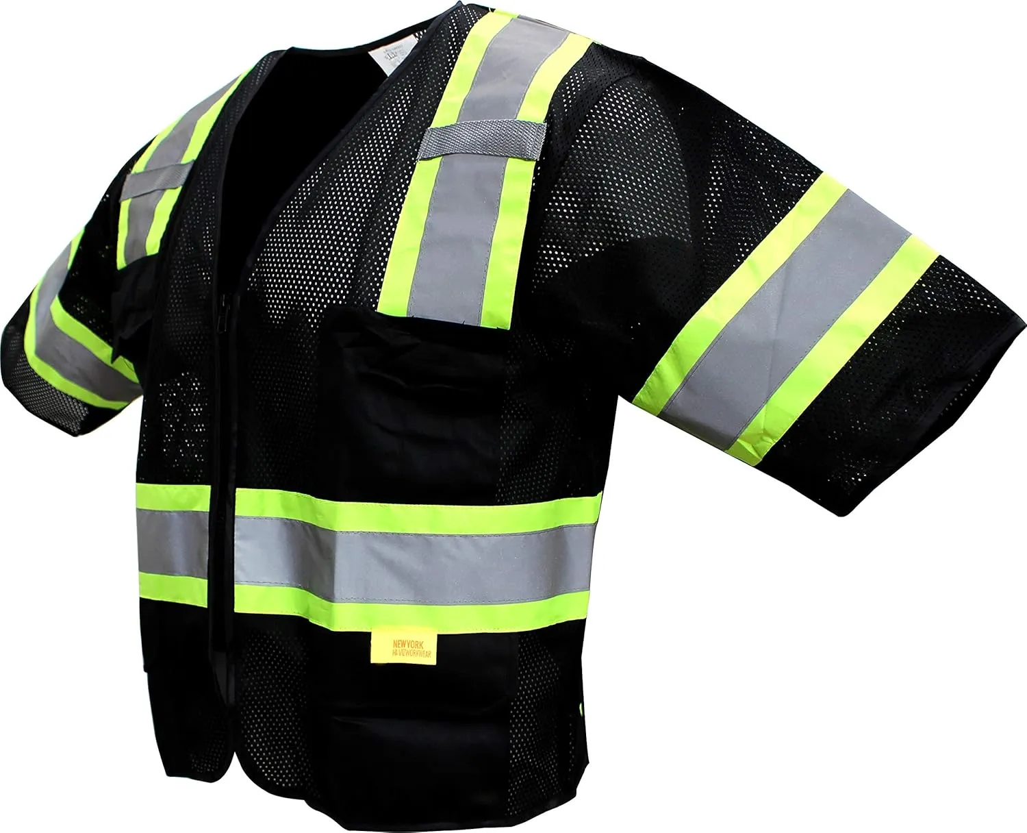 RK-Safety Class 3 Two Tones High Visibility Reflective Strips Breathable Ployester Mesh Vest W/Pockets | ANSI ISEA 107-2015 Certified (Set of 10(small), Black)