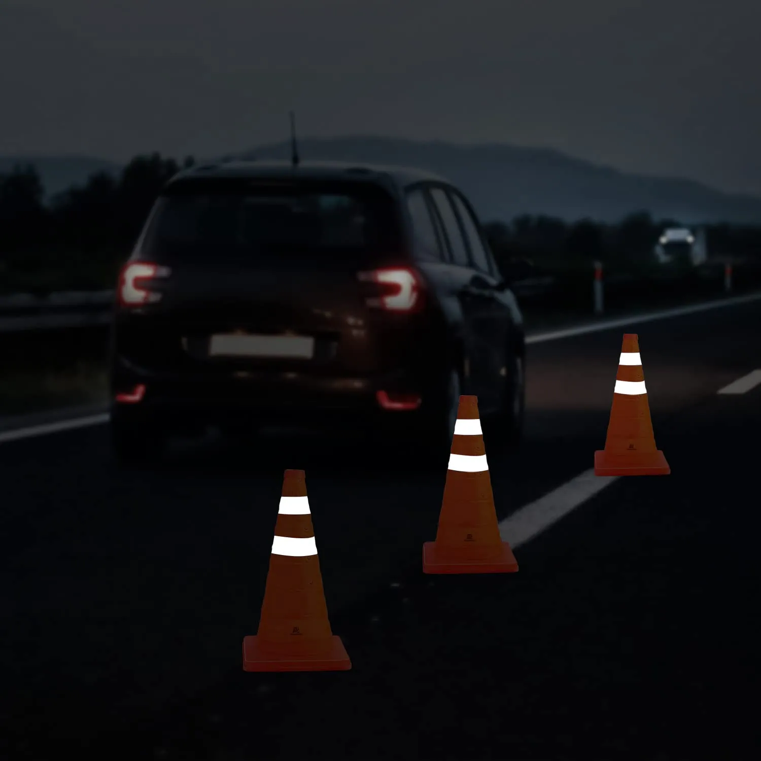 RoadHero 18 Inch 20 Pack Collapsible Traffic Safety Cones, Multi Purpose Pop-up Cones with Reflective Collar for Road Safety, Orange Cones for Driving Training, Parking Lots