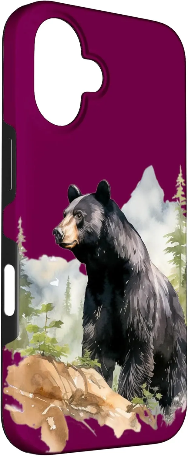 Roaming Bear Wilderness Rock Mountain Woodland Bear Case for iPhone 16