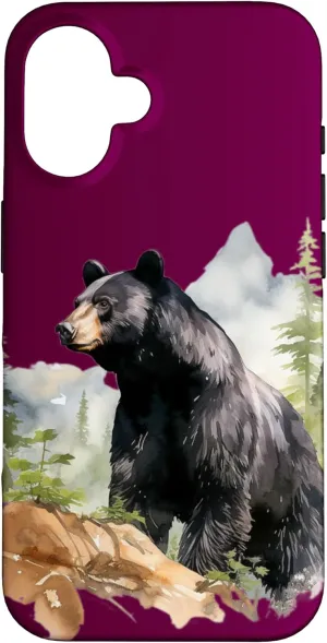Roaming Bear Wilderness Rock Mountain Woodland Bear Case for iPhone 16