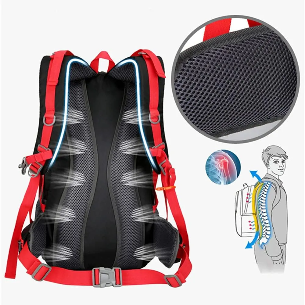 Rojeam Travel Hiking Backpack 40L/50L/60L Daypack for Sport Outdoor Cycling Trekking Climbing Camping, Black, 50L