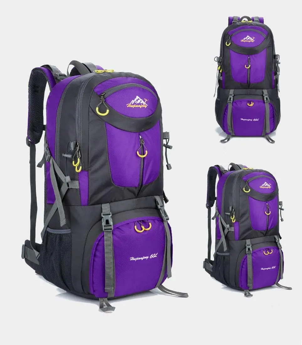 Rojeam Travel Hiking Backpack 40L/50L/60L Daypack for Sport Outdoor Cycling Trekking Climbing Camping, Purple, 50L