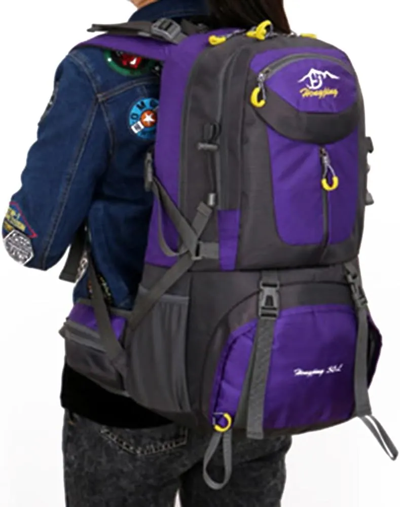 Rojeam Travel Hiking Backpack 40L/50L/60L Daypack for Sport Outdoor Cycling Trekking Climbing Camping, Purple, 50L