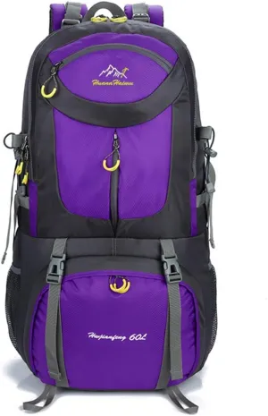 Rojeam Travel Hiking Backpack 40L/50L/60L Daypack for Sport Outdoor Cycling Trekking Climbing Camping, Purple, 50L