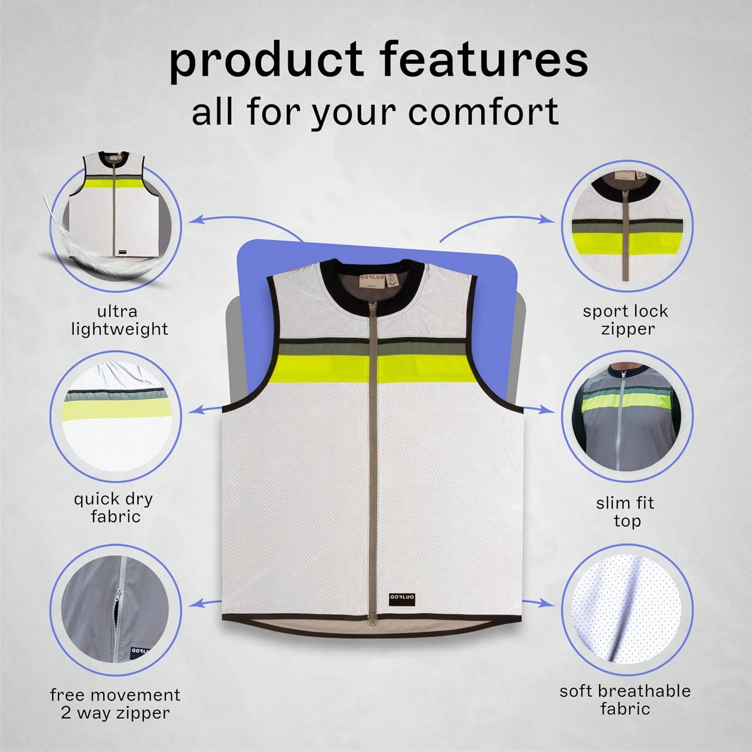 Roman Reflective Vest for Men - Lightweight and Breathable Hi Vis Jacket with Enhanced Visibility