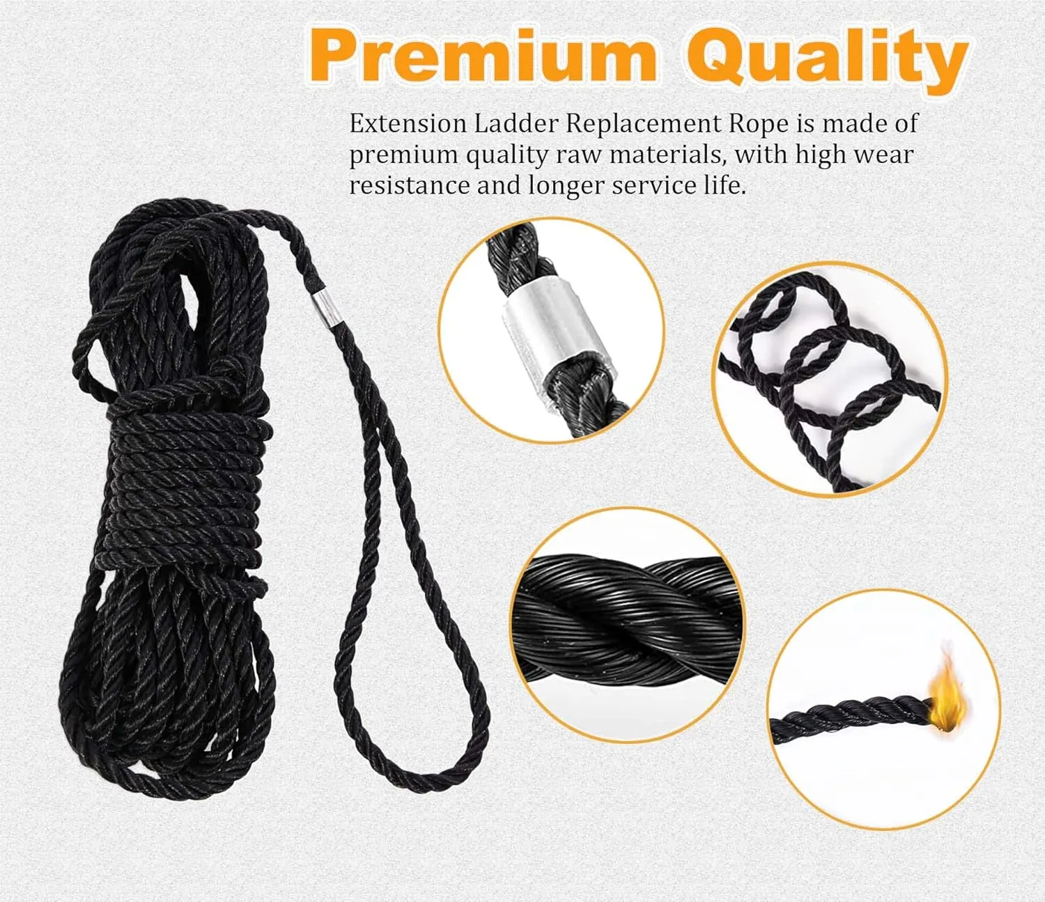 Rope Ladder Replacement for Werner AC30-2 Extension Ladder Rope Up to 40 Foot - 1 Pack