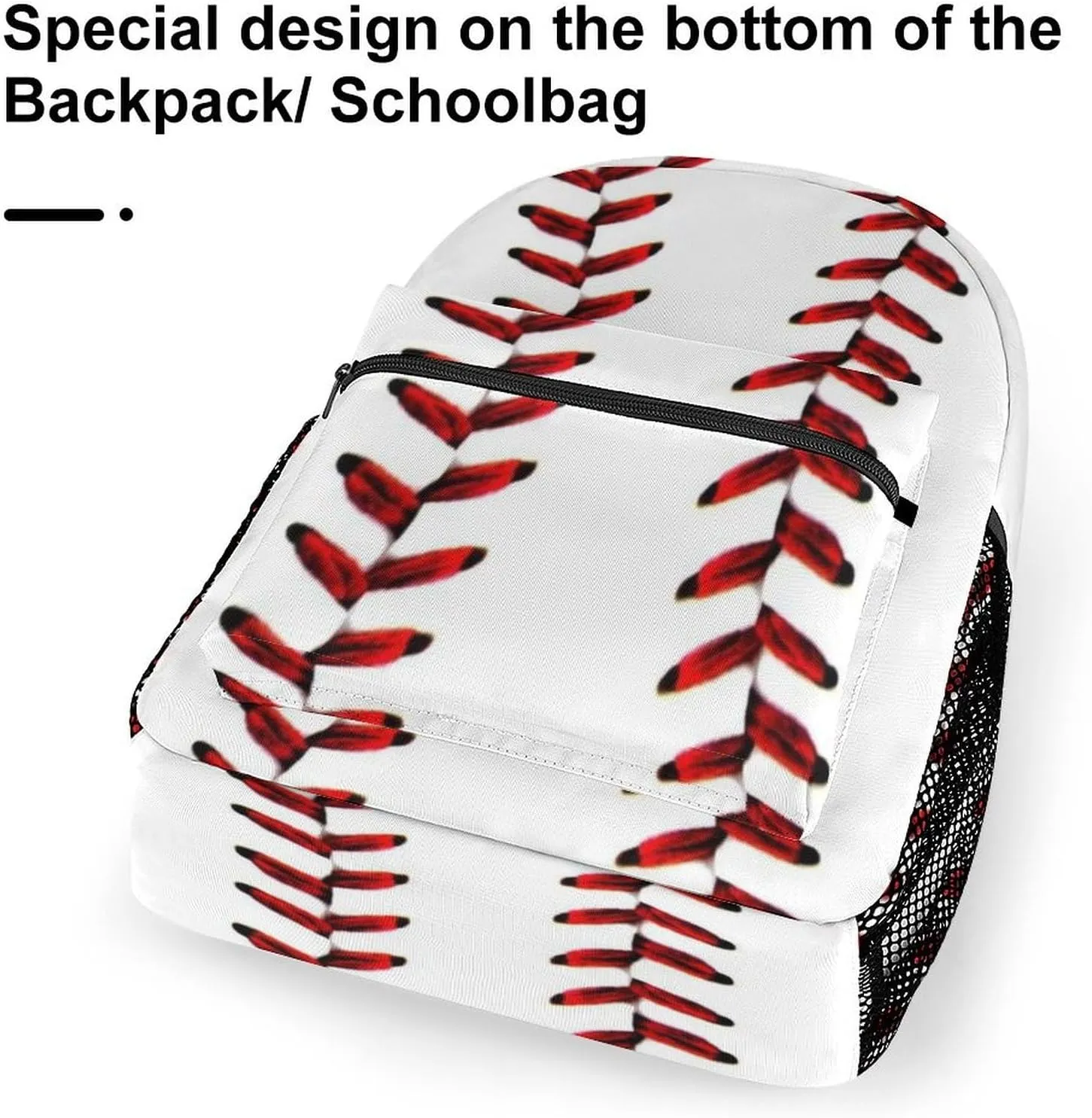 Rucksack Backpack Travel Sport Baseball Print Pattern School Bookbags Double Shoulder Bag for Mens Boys Kids