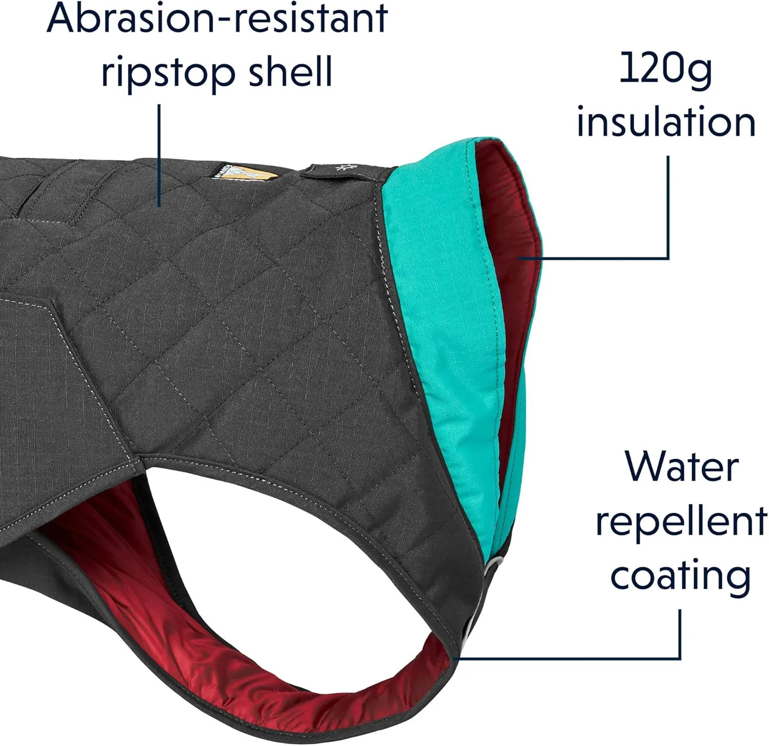 Ruffwear, Stumptown Insulated and Reflective, Cold Weather Winter Jacket for Dogs, Twilight Gray, X-Small