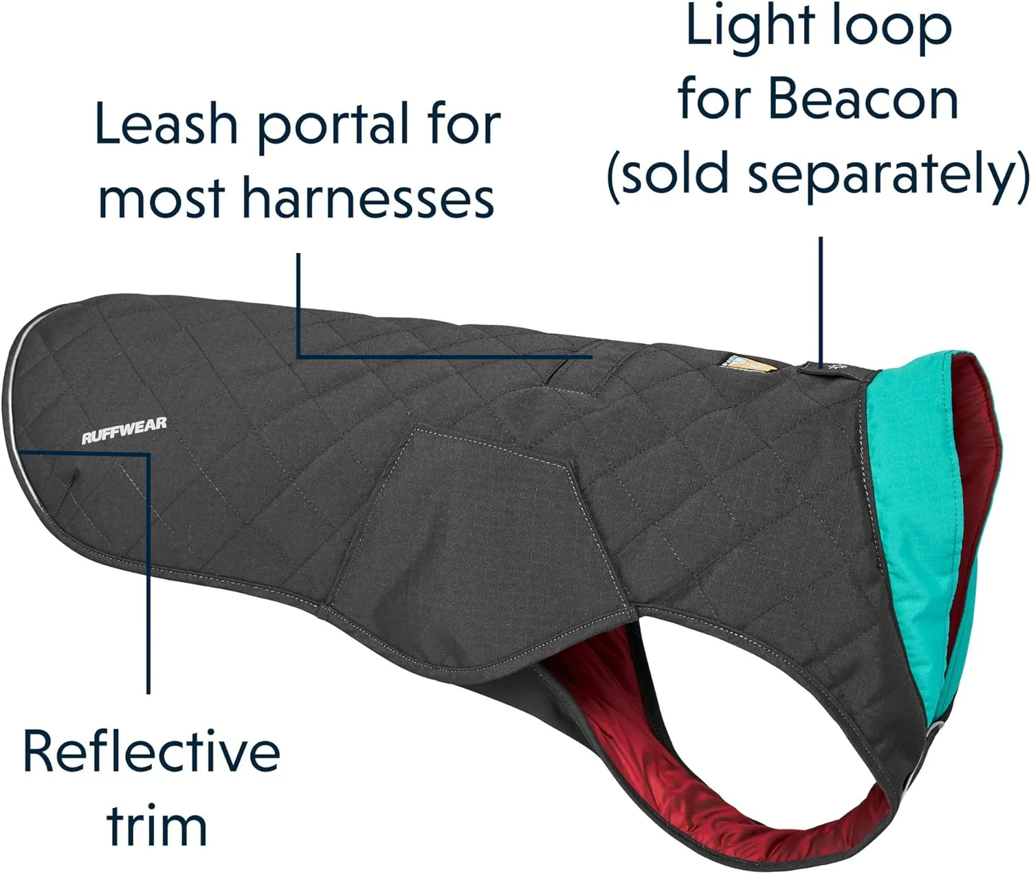 Ruffwear, Stumptown Insulated and Reflective, Cold Weather Winter Jacket for Dogs, Twilight Gray, X-Small