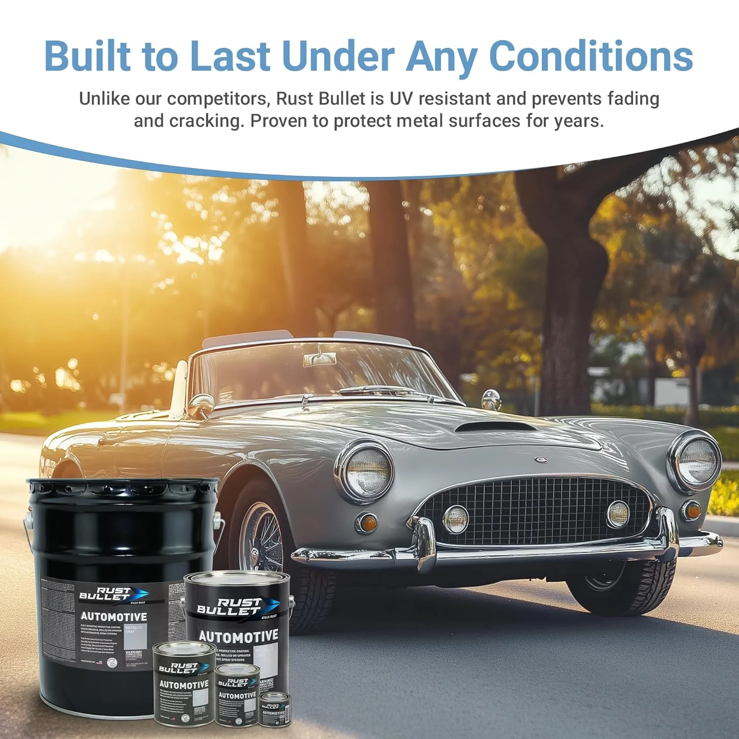 RUST BULLET Automotive - Metallic Gray - 1 Quart - Rust Inhibitor & Protective Coating for Cars, Trucks, & Metal Surfaces, UV Resistant, No Topcoat Needed