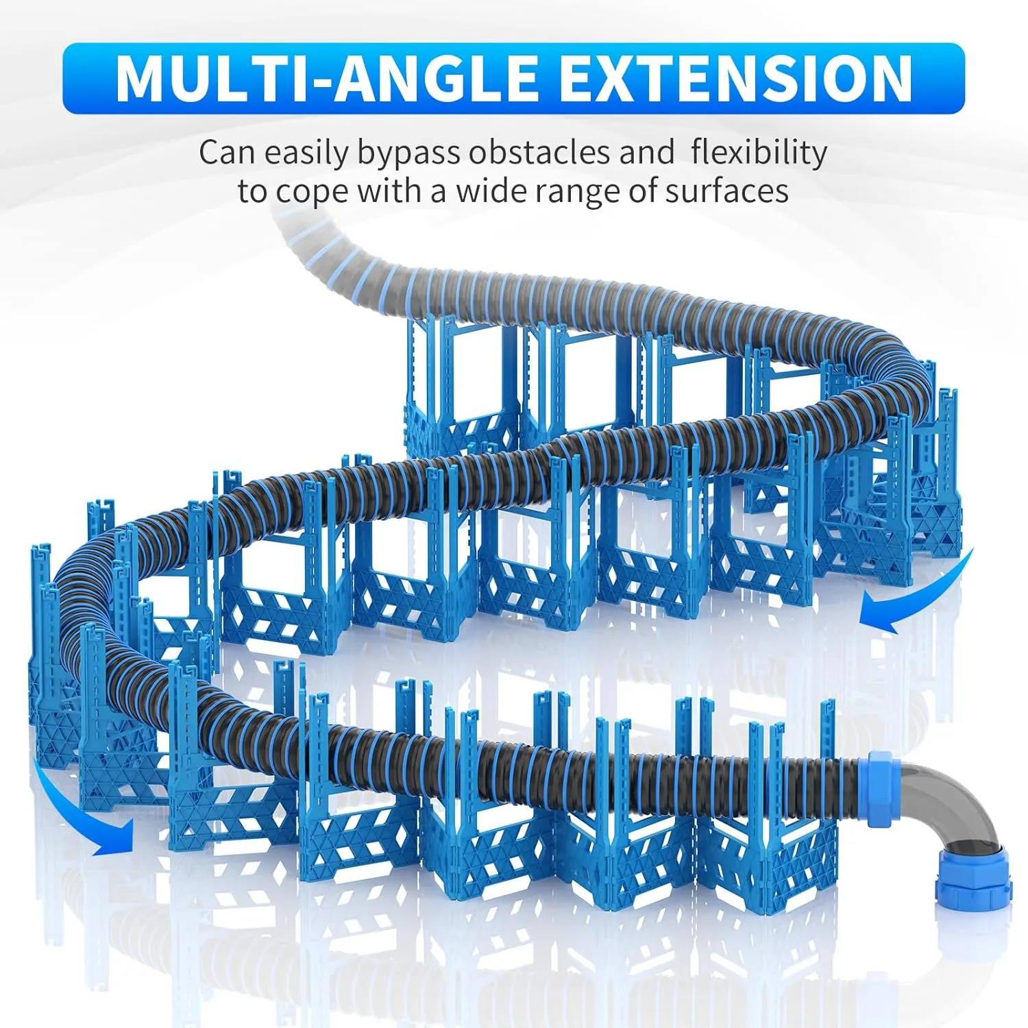 RV Sewer Hose Support 20FT with Secure Rubber Band & Carry Strap, RV Sewer Hose Holder Adjust Height for Travel Trailers, RV, Campers | Avoiding Obstacles & Deep Cradles, Quick Setup/Collapse