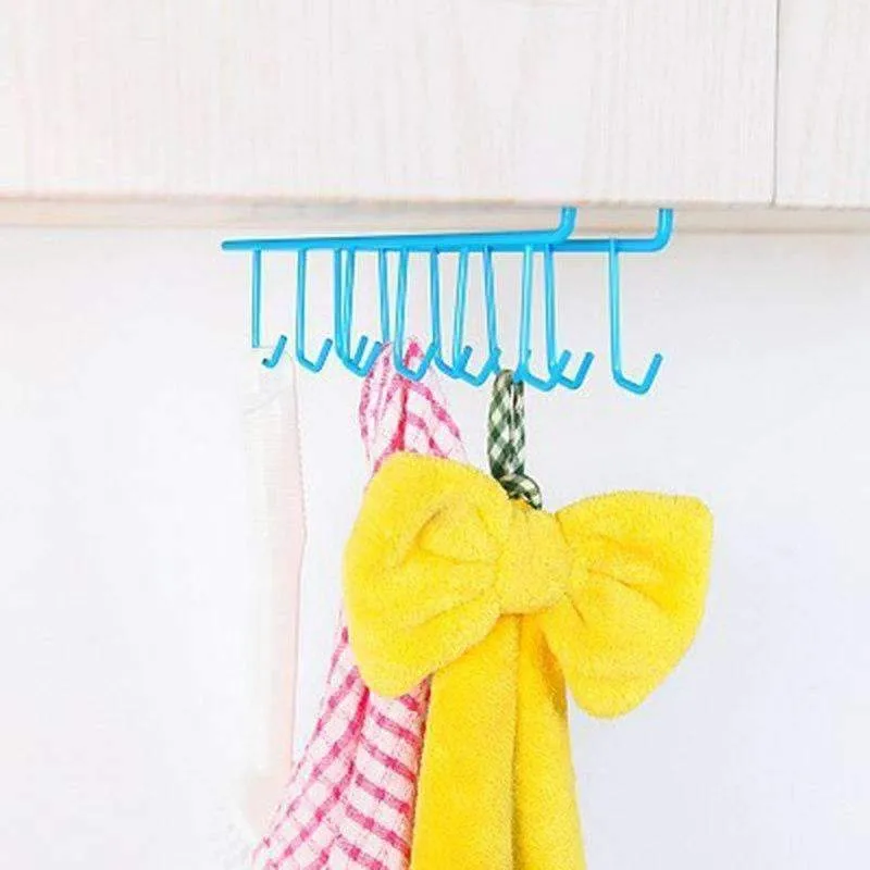 Rynx | 2Pc 12 Hook Iron Hanging Pot Holder Pan Cup Holder Kitchen Storage Utility Cookware Hook Rack Holder Towel Holder Organizer