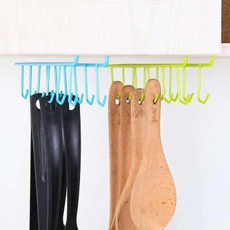 Rynx | 2Pc 12 Hook Iron Hanging Pot Holder Pan Cup Holder Kitchen Storage Utility Cookware Hook Rack Holder Towel Holder Organizer