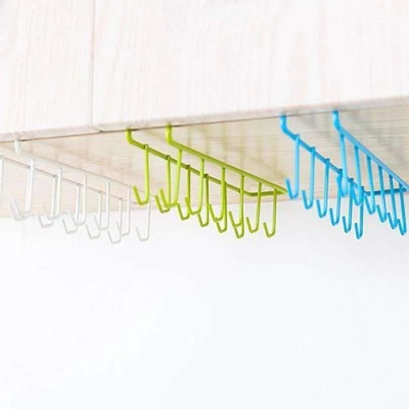 Rynx | 2Pc 12 Hook Iron Hanging Pot Holder Pan Cup Holder Kitchen Storage Utility Cookware Hook Rack Holder Towel Holder Organizer