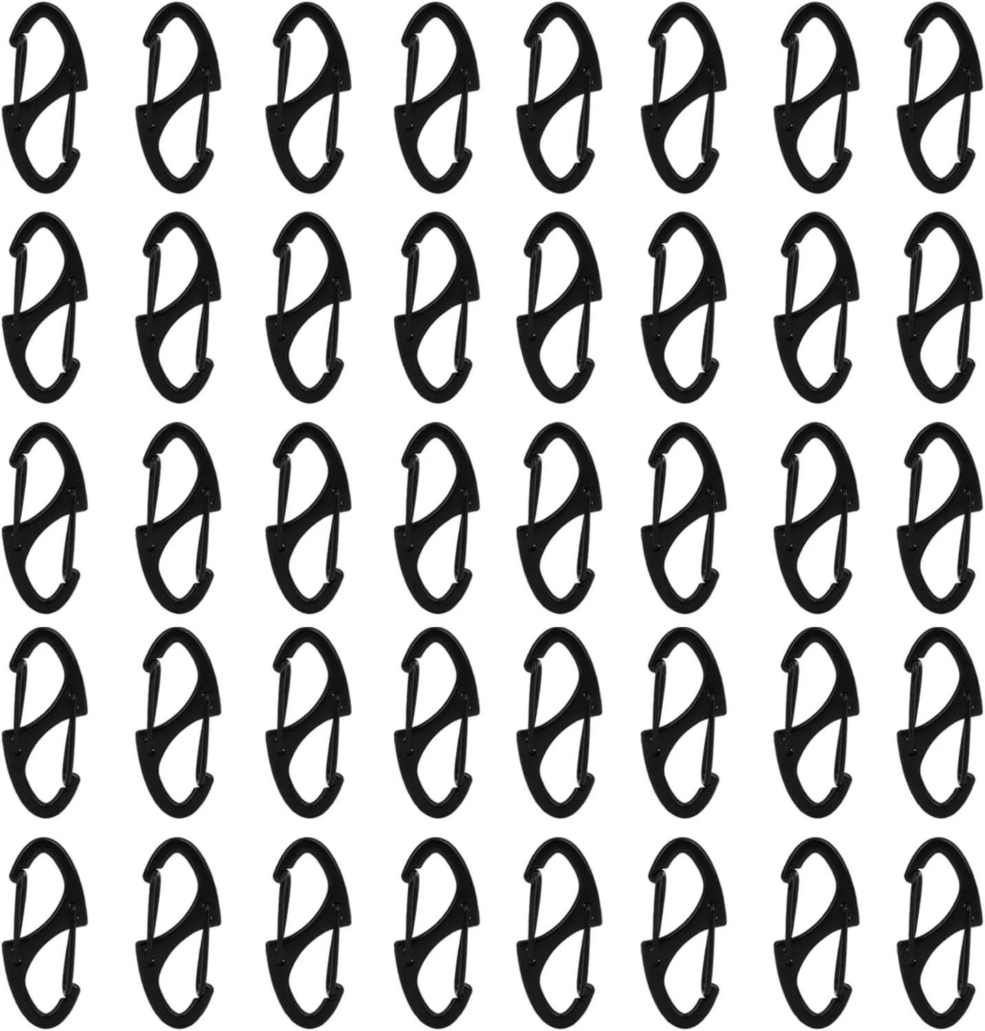 S Shaped Double Carabiner Keychain 1.6 Inch Dual Gate Binder Carabiner Ideal for Camping Traveling(Black, Silver,Dark Grey)