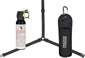 SABRE Frontiersman 7.9 fl oz. Bear Spray, Maximum Strength 2.0% Major Capsaicinoids, Powerful 30 ft. Range Bear Deterrent, Outdoor Camping & Hiking Protection, Quick Draw Holster & Multipack Options