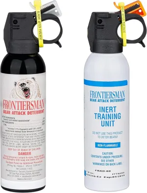 SABRE Frontiersman 7.9 fl oz. Bear Spray, Maximum Strength 2.0% Major Capsaicinoids, Powerful 30 ft. Range Bear Deterrent, Outdoor Camping & Hiking Protection, Quick Draw Holster & Multipack Options
