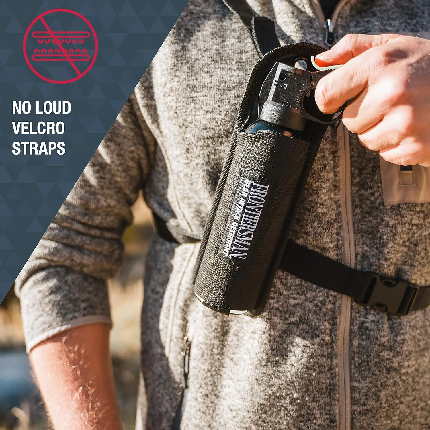 SABRE Frontiersman 7.9 fl oz. Bear Spray, Maximum Strength 2.0% Major Capsaicinoids, Powerful 30 ft. Range Bear Deterrent, Outdoor Camping & Hiking Protection, Quick Draw Holster & Multipack Options