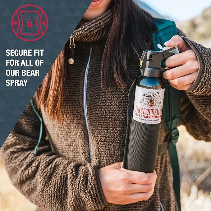 SABRE Frontiersman 7.9 fl oz. Bear Spray, Maximum Strength 2.0% Major Capsaicinoids, Powerful 30 ft. Range Bear Deterrent, Outdoor Camping & Hiking Protection, Quick Draw Holster & Multipack Options