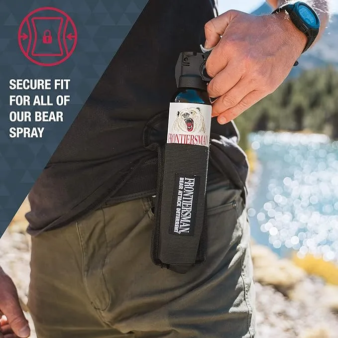 SABRE Frontiersman 9.2 fl oz. Bear Spray, Maximum Strength 2.0% Major Capsaicinoids, Powerful 35 ft. Range Bear Deterrent, Outdoor Camping & Hiking Protection, Quick Draw Holster & Multipack Options